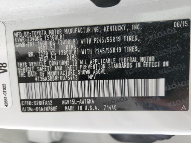 Photo 10 from auction – 2015 TOYOTA VENZA LE with VIN 4T3BA3BB8FU075443