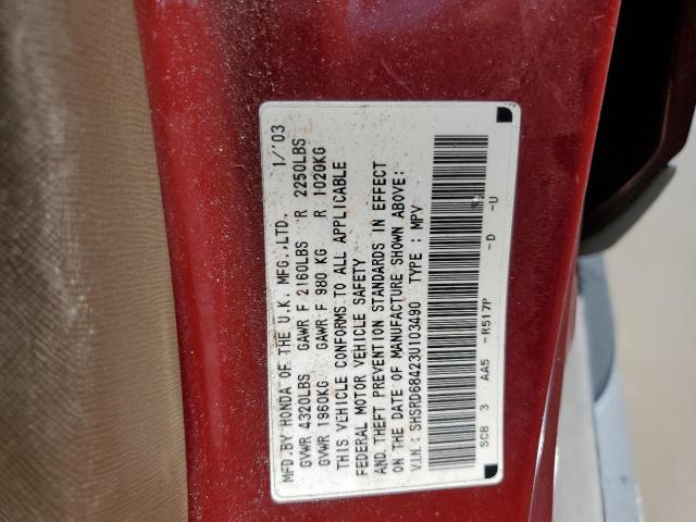 Photo 10 from auction – 2003 HONDA CR-V LX with VIN SHSRD68423U103490
