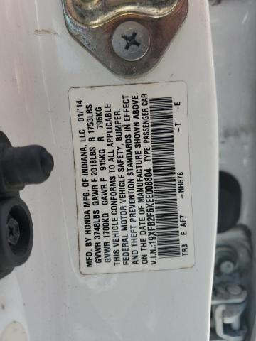 Photo 10 from auction – 2014 HONDA CIVIC LX with VIN 19XFB2F5XEE008804