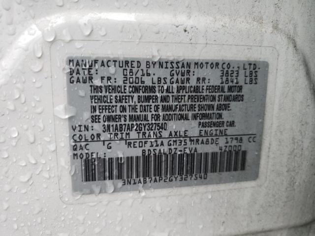 Photo 10 from auction – 2016 NISSAN SENTRA S with VIN 3N1AB7AP2GY327540