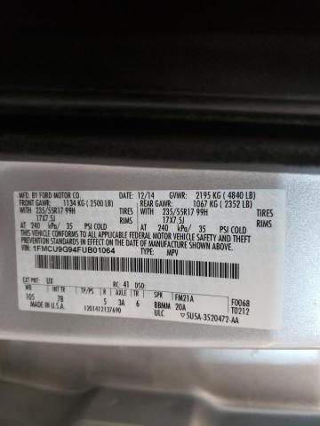 Photo 10 from auction – 2015 FORD ESCAPE SE with VIN 1FMCU9G94FUB01064