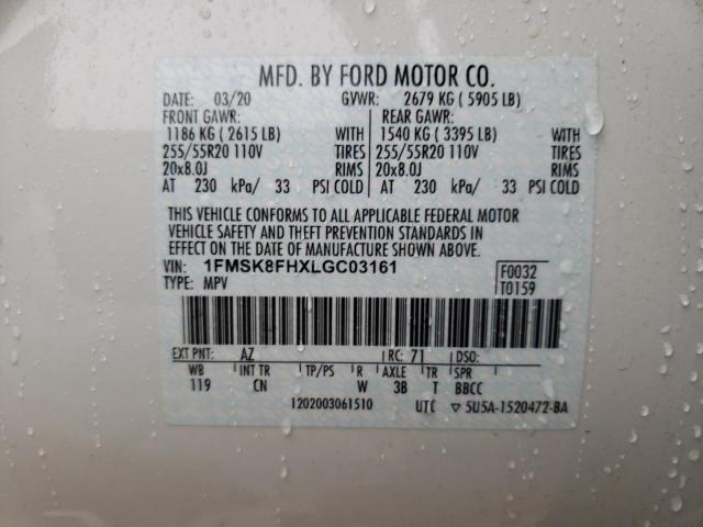 Photo 10 from auction – 2020 FORD EXPLORER L with VIN 1FMSK8FHXLGC03161
