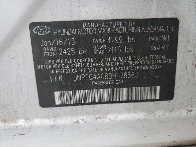 Photo 10 from auction – 2013 HYUNDAI SONATA SE with VIN 5NPEC4AC8DH678663