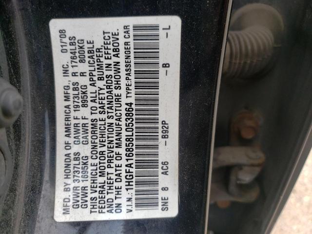 Photo 10 from auction – 2008 HONDA CIVIC EX with VIN 1HGFA16858L053864