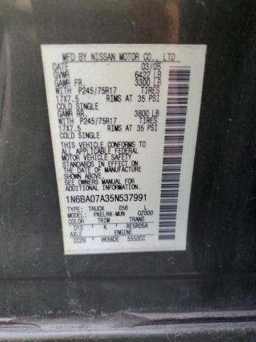 Photo 10 from auction – 2005 NISSAN TITAN XE with VIN 1N6BA07A35N537991