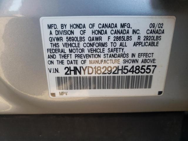Photo 10 from auction – 2002 ACURA MDX with VIN 2HNYD18292H548557