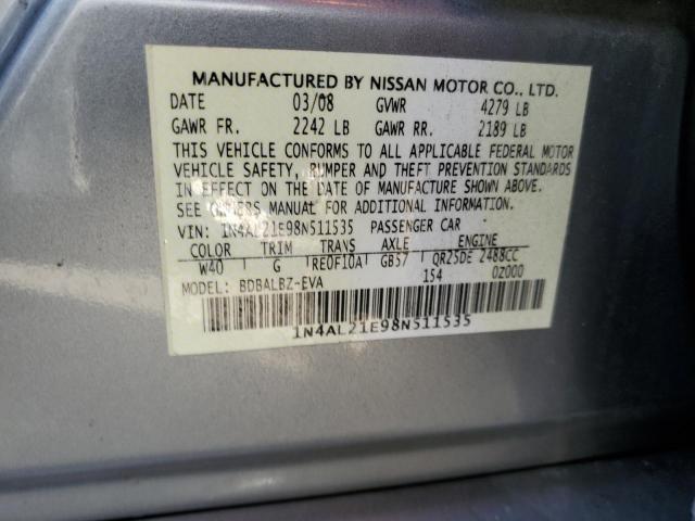 Photo 10 from auction – 2008 NISSAN ALTIMA 2.5 with VIN 1N4AL21E98N511535