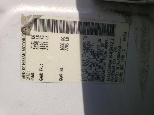 Photo 10 from auction – 2010 NISSAN MAXIMA S with VIN 1N4AA5APXAC849021