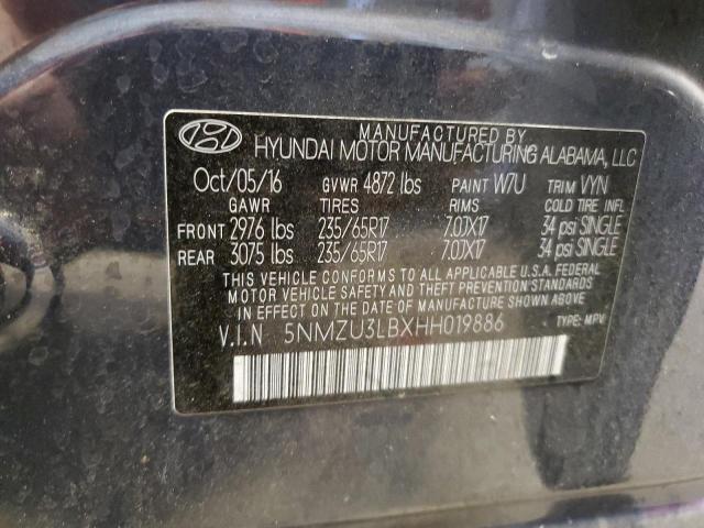 Photo 10 from auction – 2017 HYUNDAI SANTA FE S with VIN 5NMZU3LBXHH019886