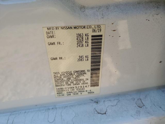 Photo 10 from auction – 2019 NISSAN ALTIMA SR with VIN 1N4BL4CV4KN329147
