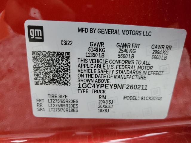 Photo 10 from auction – 2022 CHEVROLET SILVERADO with VIN 1GC4YPEY9NF260211