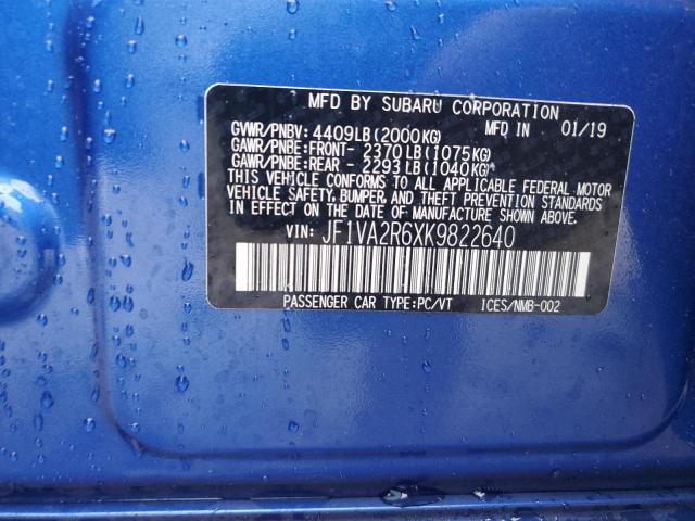 Photo 10 from auction – 2019 SUBARU WRX STI with VIN JF1VA2R6XK9822640