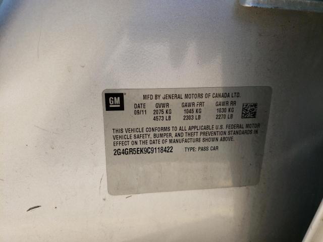 Photo 10 from auction – 2012 BUICK REGAL with VIN 2G4GR5EK9C9118422
