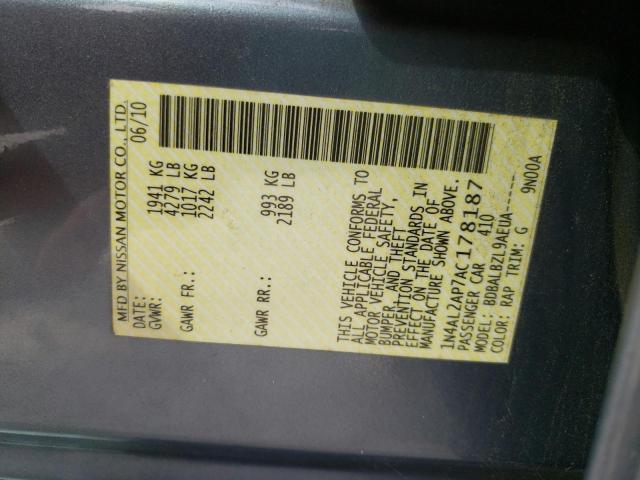 Photo 10 from auction – 2010 NISSAN ALTIMA BAS with VIN 1N4AL2AP7AC178187