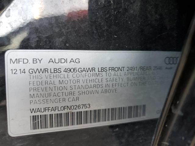 Photo 10 from auction – 2015 AUDI A4 PREMIUM with VIN WAUFFAFL0FN026753