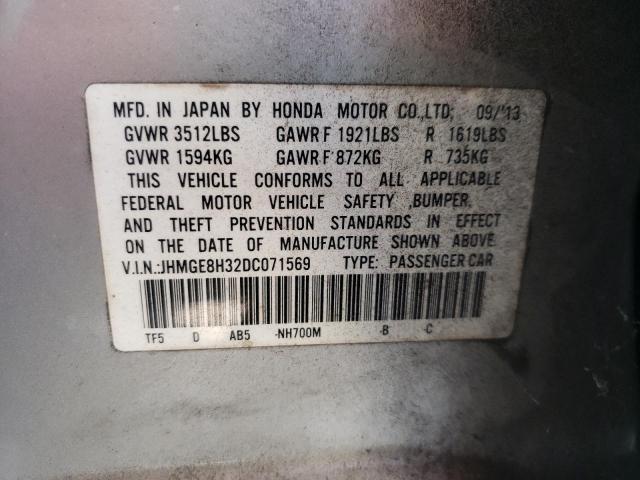 Photo 10 from auction – 2013 HONDA FIT with VIN JHMGE8H32DC071569