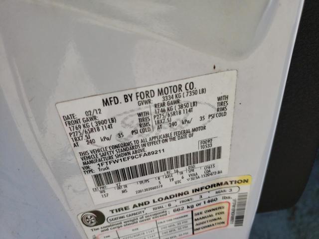 Photo 10 from auction – 2012 FORD F150 SUPER with VIN 1FTFW1EF9CFA89211