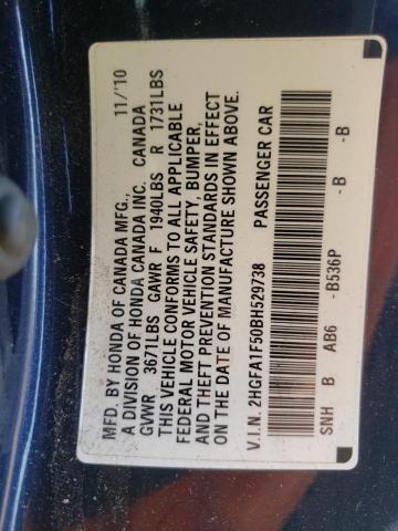 Photo 10 from auction – 2011 HONDA CIVIC LX with VIN 2HGFA1F50BH529738