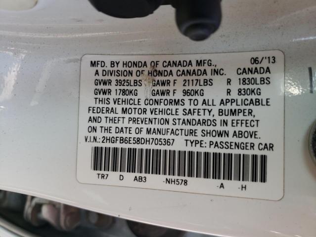 Photo 10 from auction – 2013 HONDA CIVIC SI with VIN 2HGFB6E58DH705367