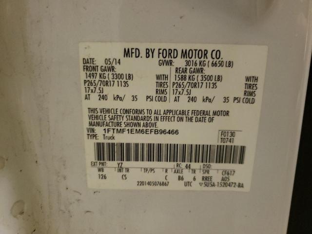 Photo 10 from auction – 2014 FORD F-150 with VIN 1FTMF1EM6EFB96466