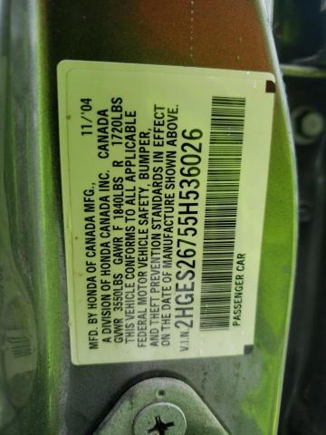 Photo 10 from auction – 2005 HONDA CIVIC with VIN 2HGES26755H536026