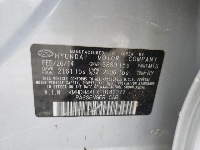 Photo 10 from auction – 2014 HYUNDAI ELANTRA SE with VIN KMHDH4AEXEU142377