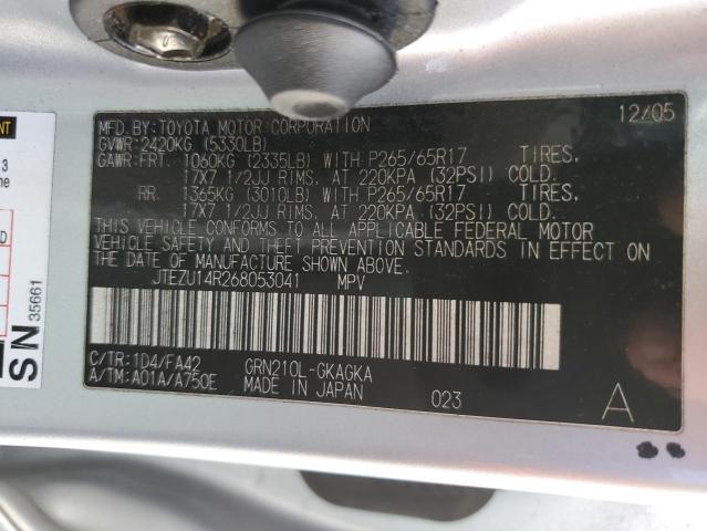 Photo 10 from auction – 2006 TOYOTA 4RUNNER SR with VIN JTEZU14R268053041