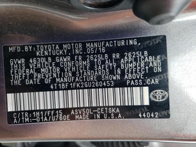 Photo 10 from auction – 2016 TOYOTA CAMRY LE with VIN 4T1BF1FK2GU260453