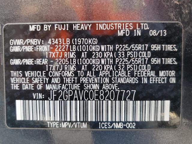 Photo 10 from auction – 2014 SUBARU XV CROSSTR with VIN JF2GPAVC0E8207727