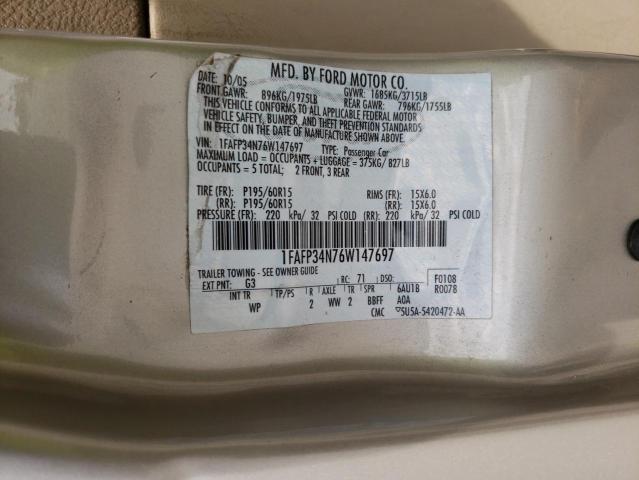 Photo 10 from auction – 2006 FORD FOCUS ZX4 with VIN 1FAFP34N76W147697