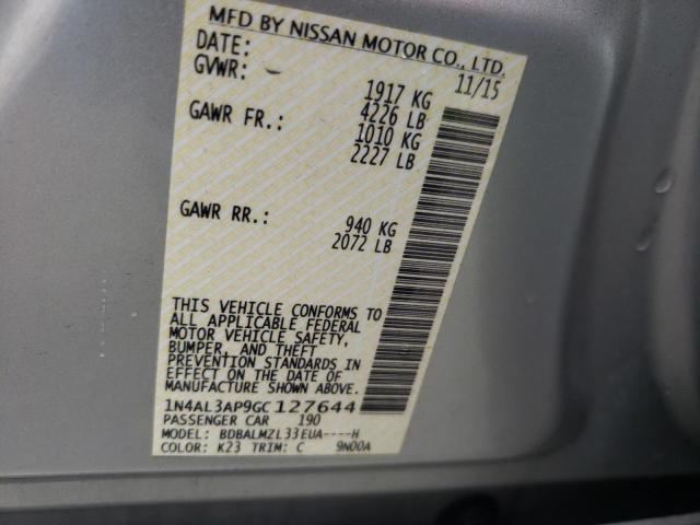 Photo 10 from auction – 2016 NISSAN ALTIMA 2.5 with VIN 1N4AL3AP9GC127644