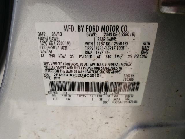 Photo 10 from auction – 2013 FORD EDGE SE with VIN 2FMDK3GC2DBC29194