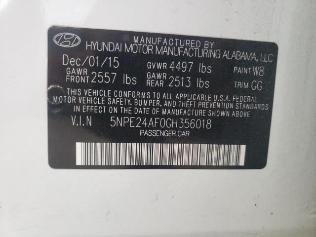 Photo 10 from auction – 2016 HYUNDAI SONATA SE with VIN 5NPE24AF0GH356018