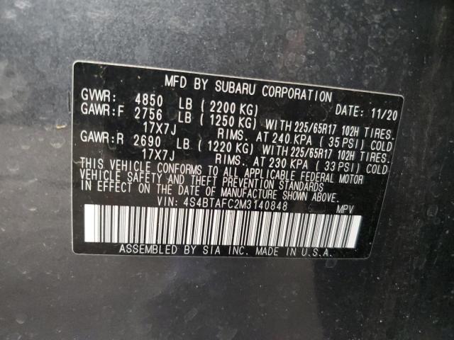 Photo 10 from auction – 2021 SUBARU OUTBACK PR with VIN 4S4BTAFC2M3140848