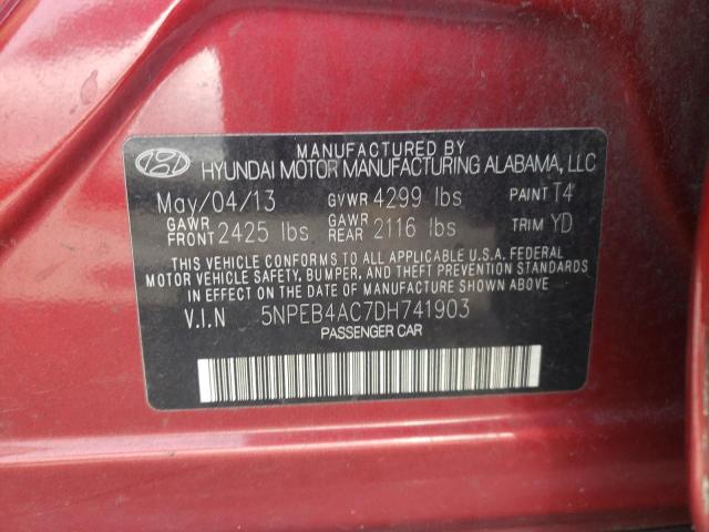 Photo 10 from auction – 2013 HYUNDAI SONATA GLS with VIN 5NPEB4AC7DH741903