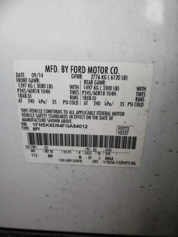 Photo 10 from auction – 2015 FORD EXPLORER X with VIN 1FM5K8D84FGA84012