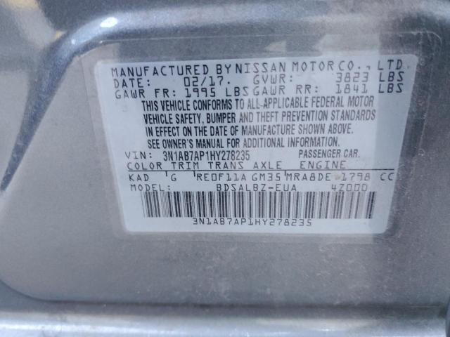 Photo 10 from auction – 2017 NISSAN SENTRA S with VIN 3N1AB7AP1HY278235