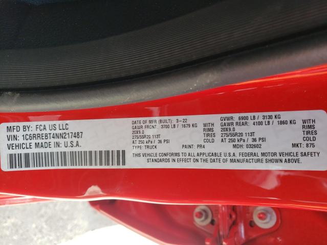 Photo 10 from auction – 2022 RAM 1500 BIG H with VIN 1C6RREBT4NN217487