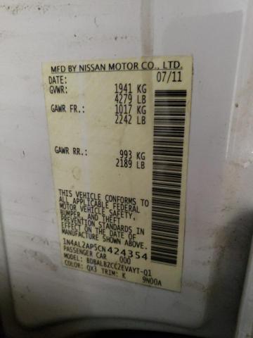 Photo 10 from auction – 2012 NISSAN ALTIMA BAS with VIN 1N4AL2AP5CN424354