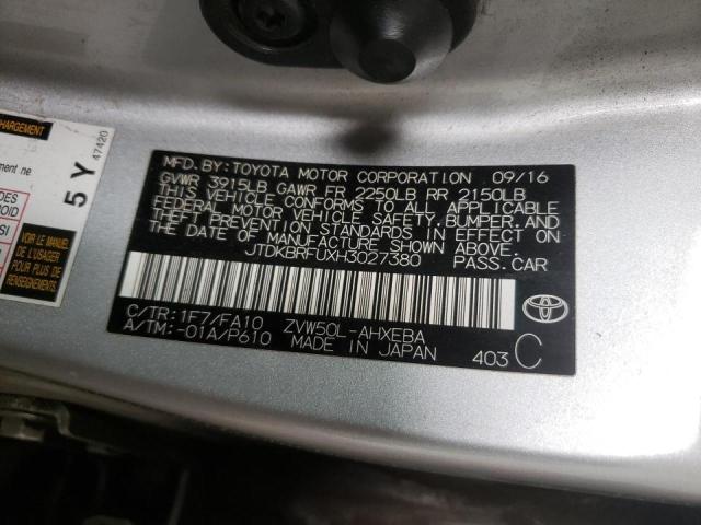 Photo 10 from auction – 2017 TOYOTA PRIUS with VIN JTDKBRFUXH3027380