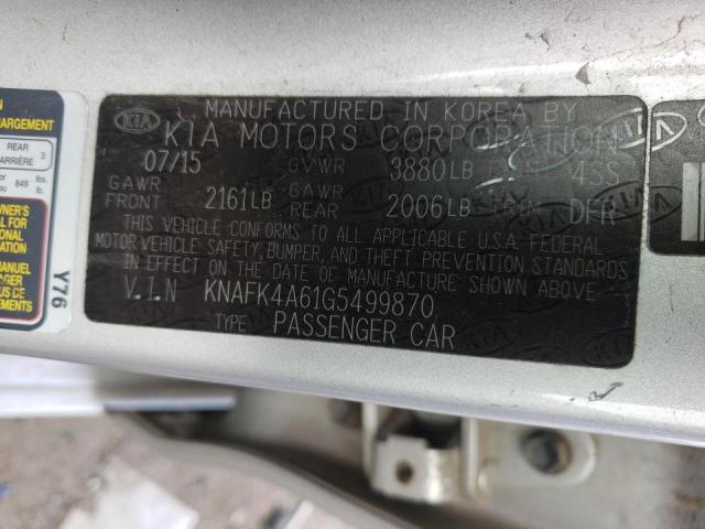 Photo 10 from auction – 2016 KIA FORTE LX with VIN KNAFK4A61G5499870