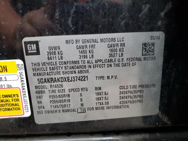 Photo 10 from auction – 2014 BUICK ENCLAVE with VIN 5GAKRAKDXEJ374221