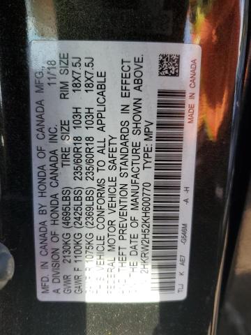 Photo 10 from auction – 2019 HONDA CR-V EX with VIN 2HKRW2H52KH600770