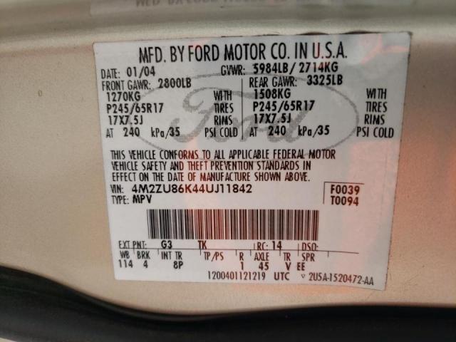 Photo 10 from auction – 2004 MERCURY MOUNTAINEE with VIN 4M2ZU86K44UJ11842