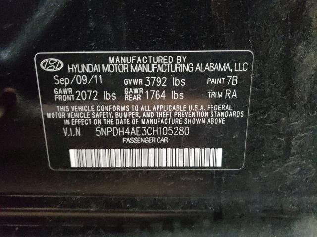 Photo 10 from auction – 2012 HYUNDAI ELANTRA GL with VIN 5NPDH4AE3CH105280