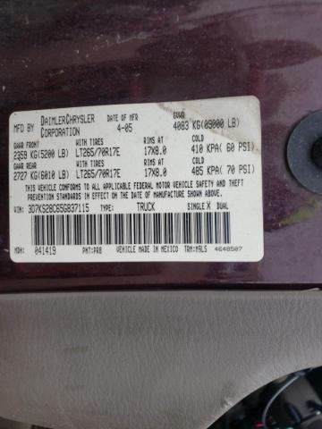 Photo 10 from auction – 2005 DODGE RAM 2500 S with VIN 3D7KS28C65G837115