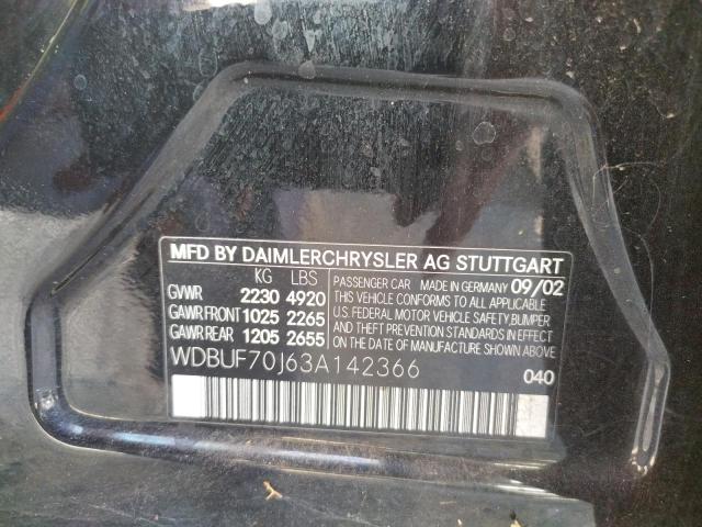 Photo 10 from auction – 2003 MERCEDES-BENZ E 500 with VIN WDBUF70J63A142366