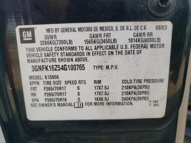 Photo 10 from auction – 2004 CHEVROLET SUBURBAN with VIN 3GNFK16Z54G100765