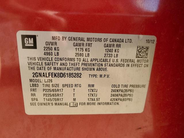 Photo 10 from auction – 2013 CHEVROLET EQUINOX LT with VIN 2GNALFEK8D6185282