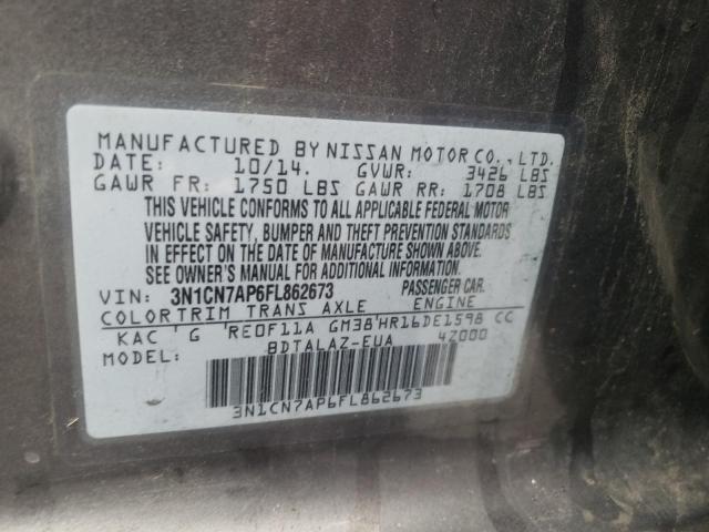 Zdjęcie 10 z aukcji – 2015 NISSAN VERSA z VIN 3N1CN7AP6FL862673